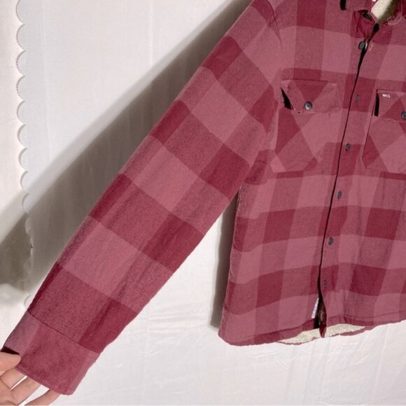Tommy Jeans Red Plaid Sherpa Lined Casual Fit Button Up Shacket Light Jacket M - Picture 12 of 16